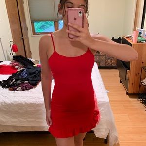 Red mini dress